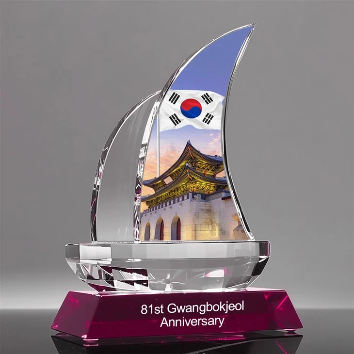 Custom Crystal Sailboat Trophy Award high quality