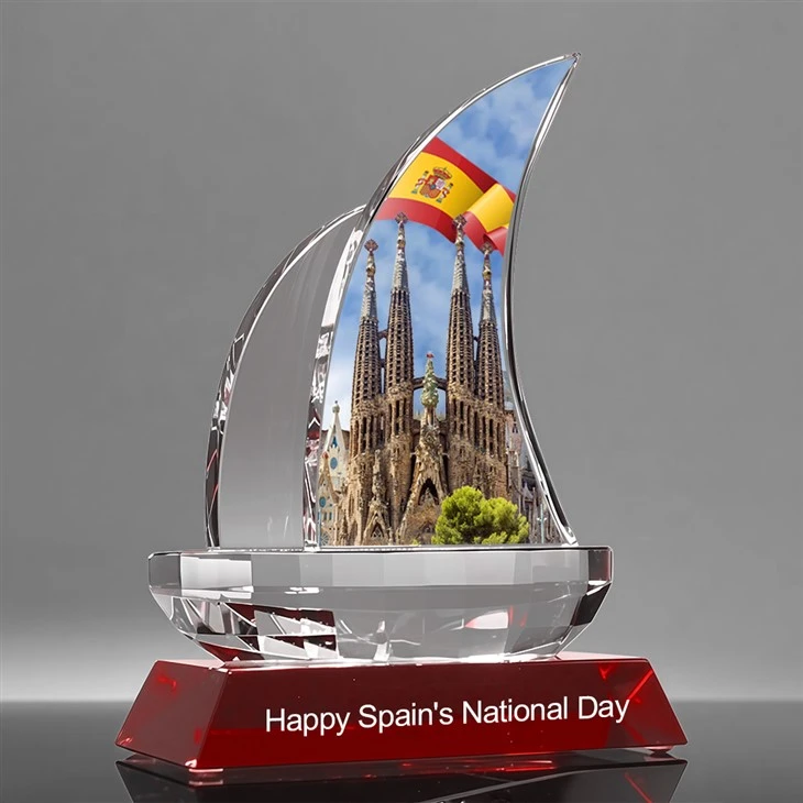 Custom Crystal Sailboat Trophy Award high quality