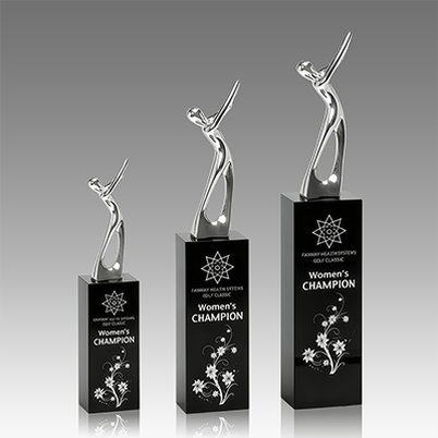 Golff Metel Tlws Grisial Du